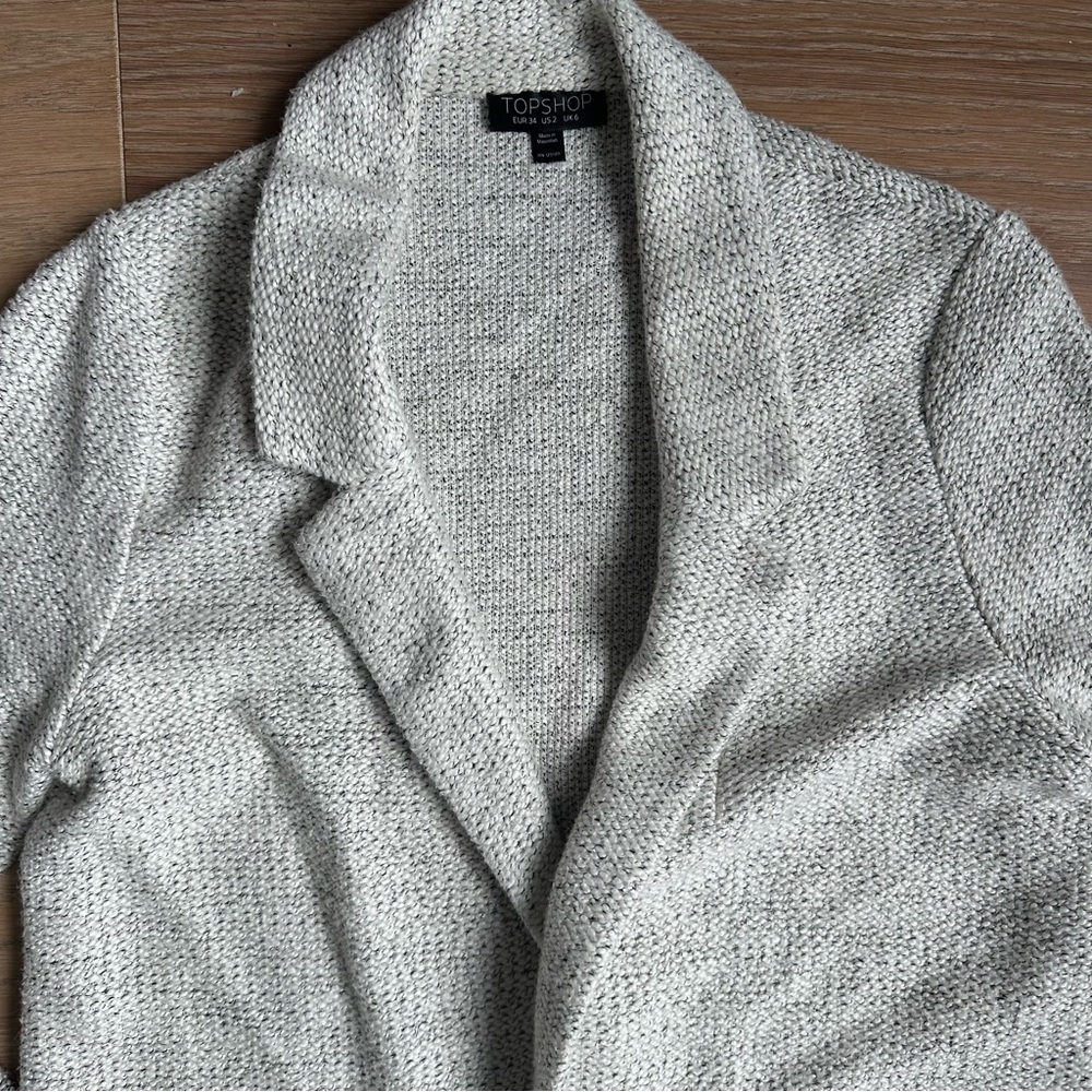 TopShop Sweater Blazer Cardigan White with Black 2 - Picture 2 of 8